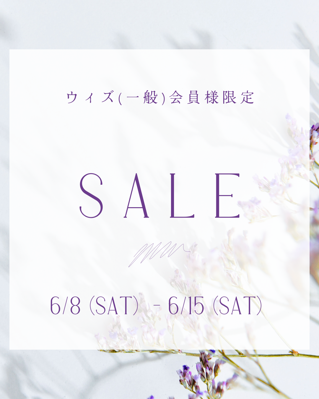 ウィズ会員様 限定セール　　　　　　　6月8日、6月10日～15日